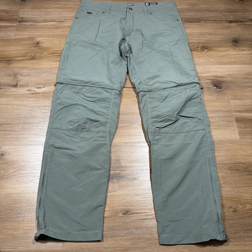 Kuhl Liberator Convertible Stealth Pants 36 x 34 Zip Off Climbing Hiking Green